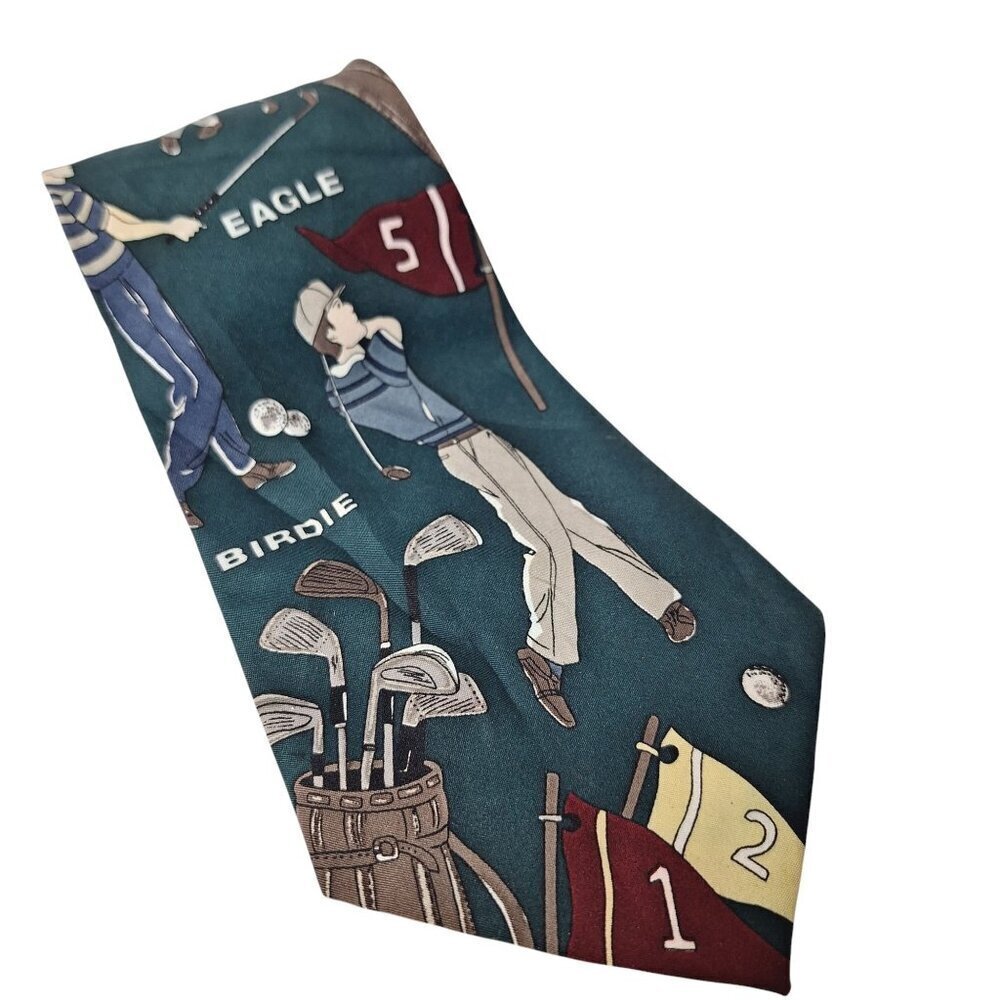 Golf Silk Necktie Novelty Golfer Eagle Birdie Clubs